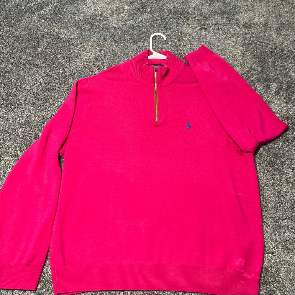 Polo Ralph Lauren Golf Sweater  Men's Pink 1/4-Zip Sweater 100% merino wool